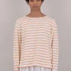 Boat Neck Tee, Ecru/Orange