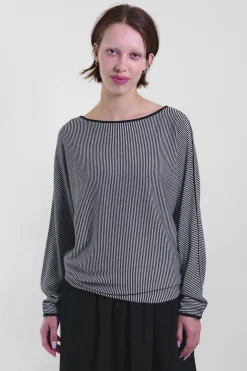 Boat-Neck Top Stripes 158S, B&W