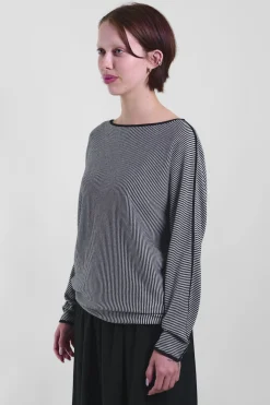 Boat-Neck Top Stripes 158S, B&amp;W