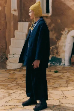 Boiled Wool Coat, Navy