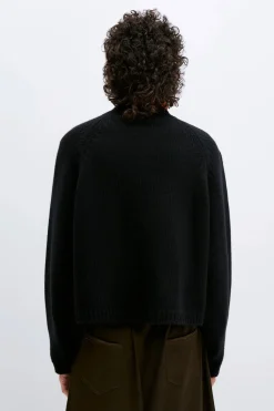 Contrast Stitched Cardigan, Black