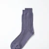 Cotton Waffle Crew Socks, Steel Blue