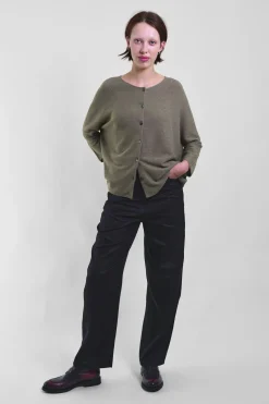 Crew-Neck Cardigan 207, Grass