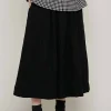 Crinkled Pull On Skirt, Black