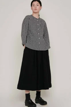 Crinkled Pull On Skirt, Black