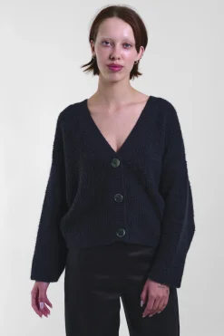 Cropped V-Neck Cardi 52, Blue/Black