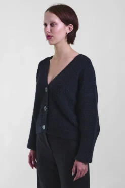 Cropped V-Neck Cardi 52, Blue/Black