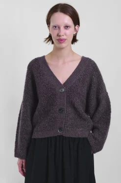 Cropped V-Neck Cardi 52, Taupe