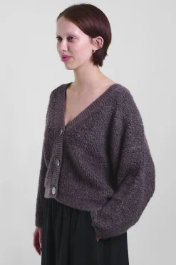 Cropped V-Neck Cardi 52, Taupe