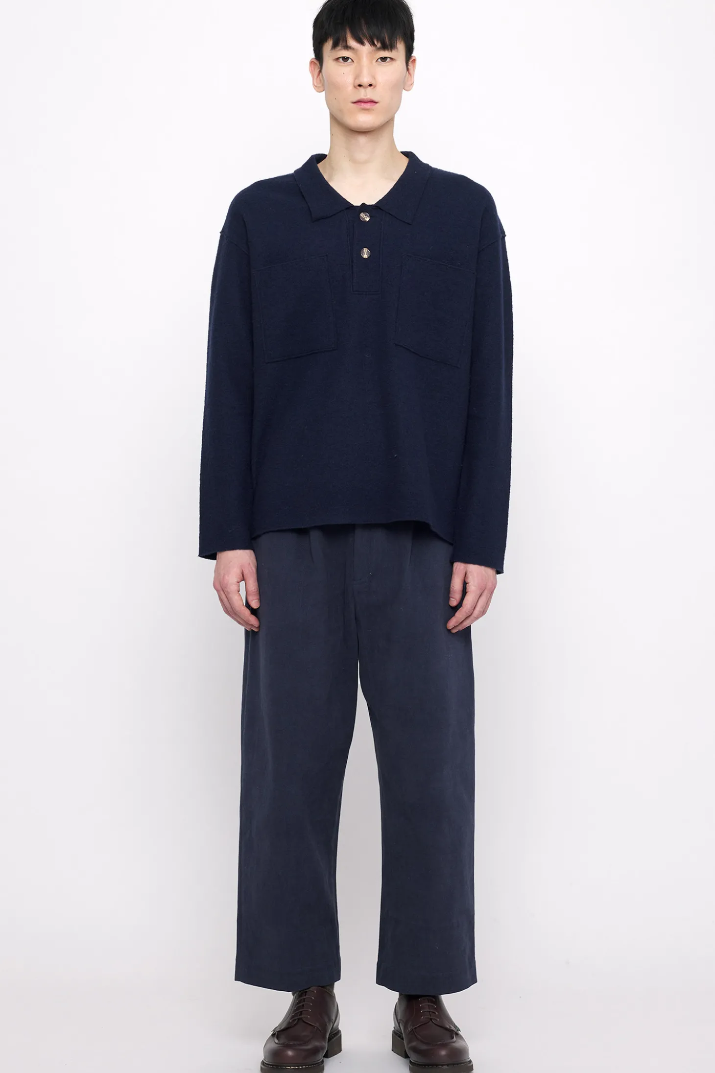 Curve Legged Trousers, Navy