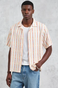 Didcot SS Shirt, Ecru/Orange