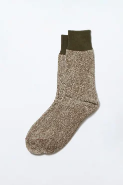 Double Face Crew Socks, Olive/Khaki