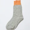 Double Face Crew Socks, Orange/Gray