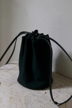 Drawstring Bucket Bag, Black