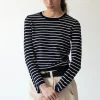 Dutton Stripe Top LS, Navy/White