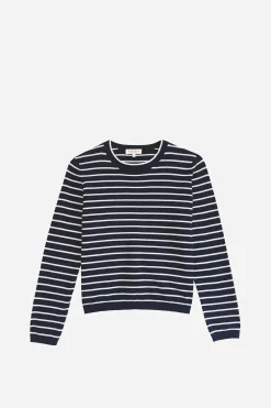 Dutton Stripe Top LS, Navy/White
