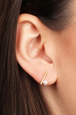 Earring Frontier L, Pearl Gold