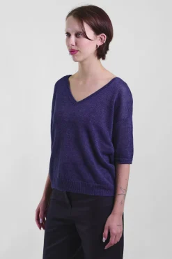 Elli V-Tee Linen 57, Indigo