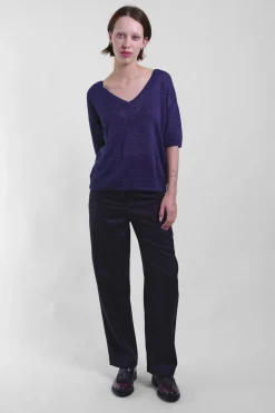 Elli V-Tee Linen 57, Indigo