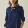 Emma Half Sleeve Tee, Indigo