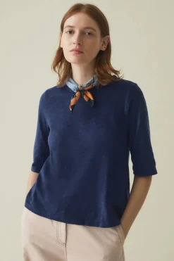Emma Half Sleeve Tee, Indigo