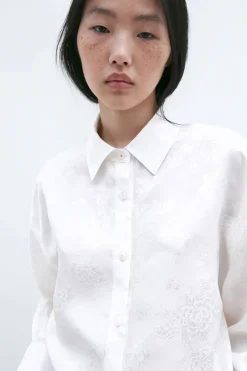 Flower Jacquard Shirt, White