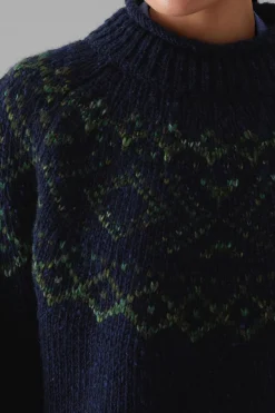 Graphic Yoke Sweater, Navy/Green