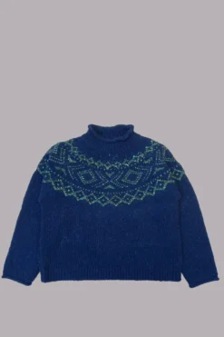 Graphic Yoke Sweater, Navy/Green