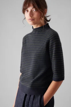 Half Sleeve Sweater, Navy/Olive