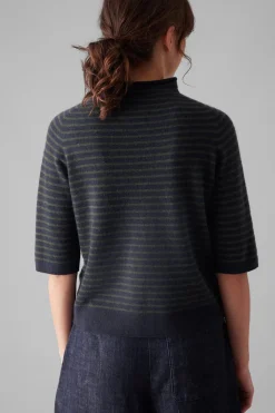 Half Sleeve Sweater, Navy/Olive