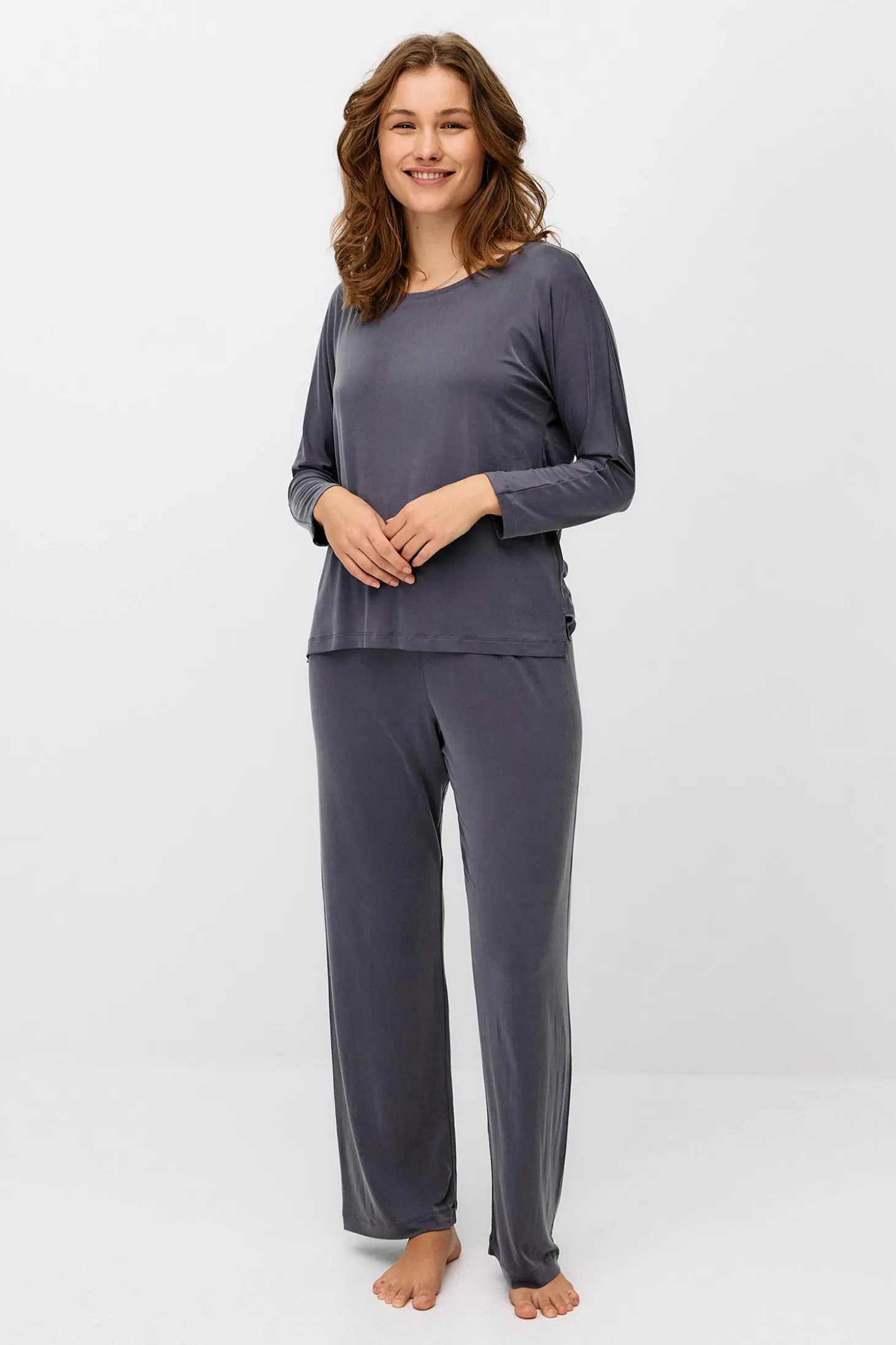 High Waist Pants, Lila Grey