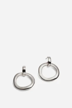 Irregular Hoop Earring, Silver