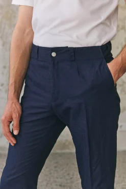 Jostha Trousers, Navy Linen