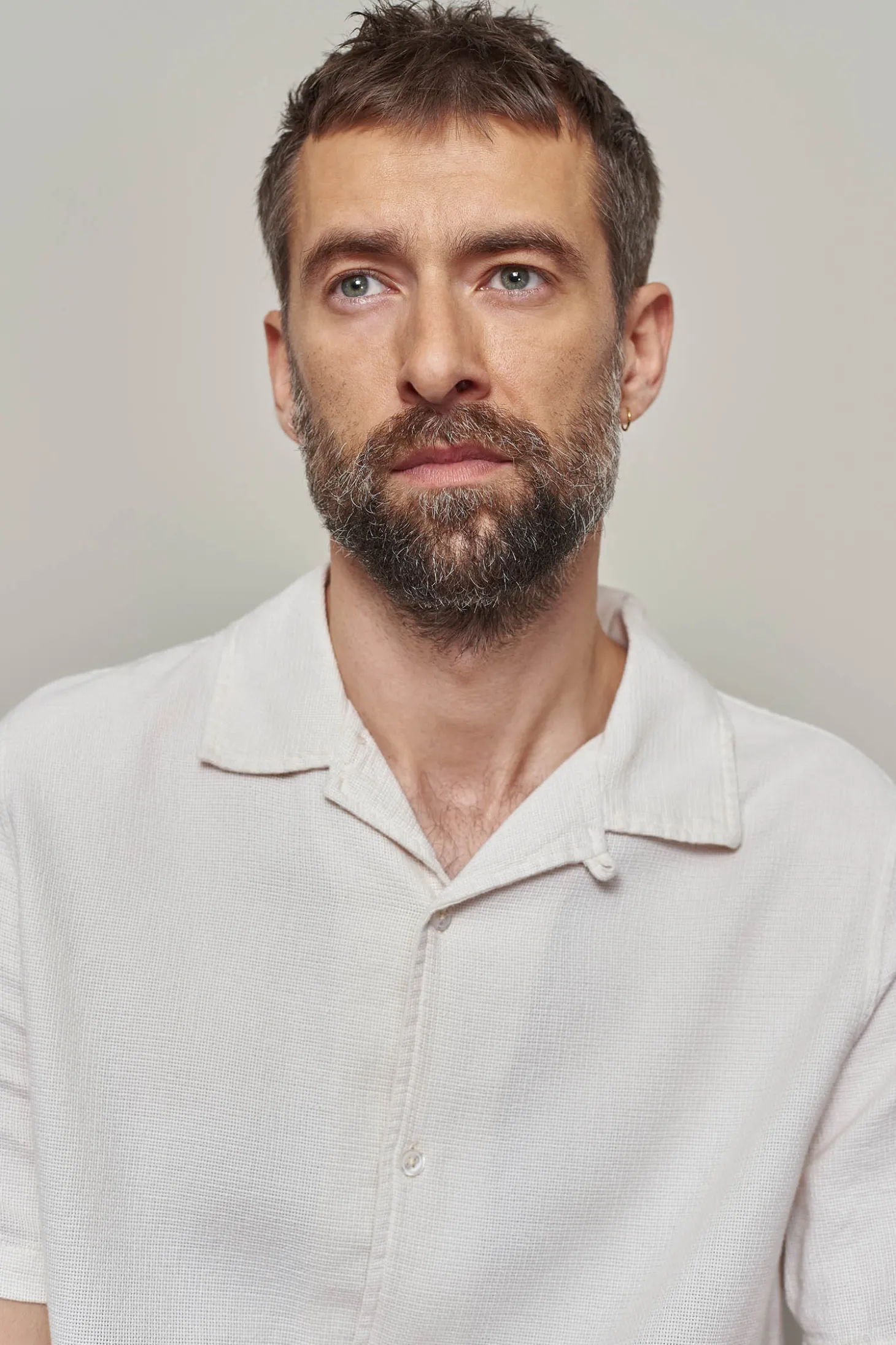 Kuno Shirt, Grid Ecru