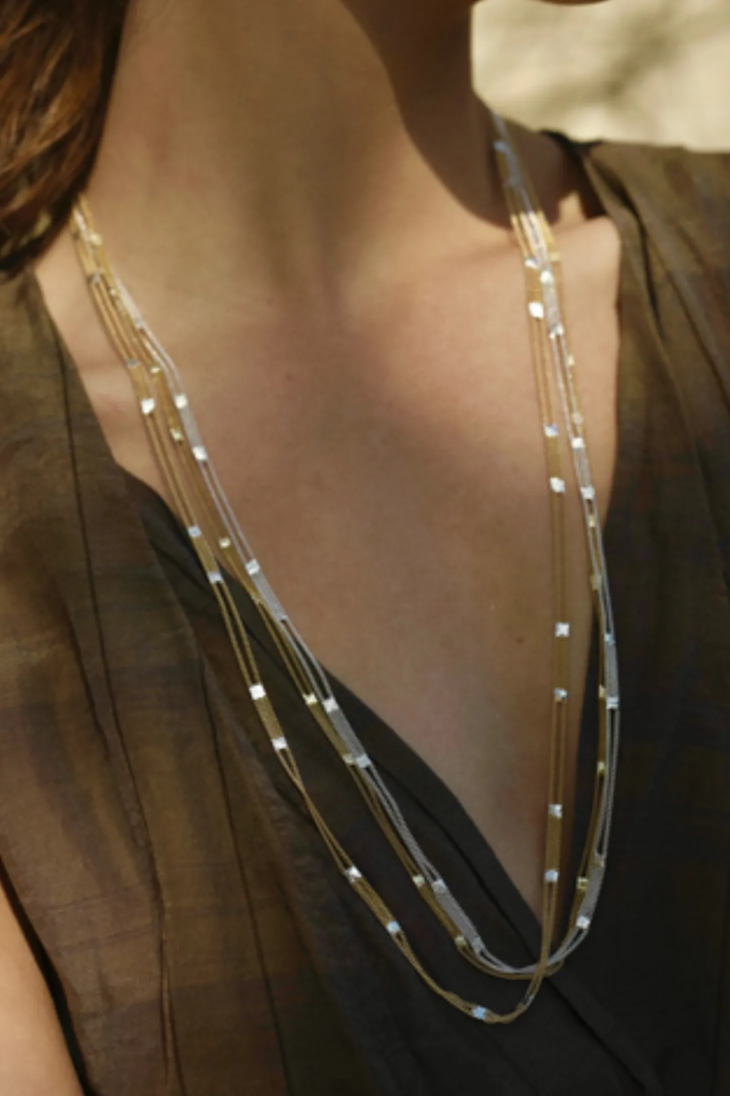 Ladder Neck, Brass Chain/Silver