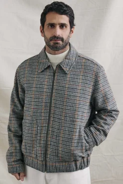 Leal Bomber Jacket, Grey Checks