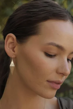 Lil Triangle Dangle Ear, Brass Chain/Silver