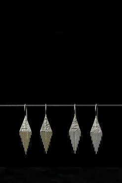 Lil Triangle Dangle Ear, Brass Chain/Silver