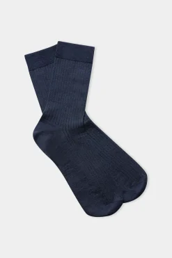 Linen Socks, Navy