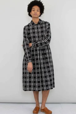 Loom Dress, Black Window Check