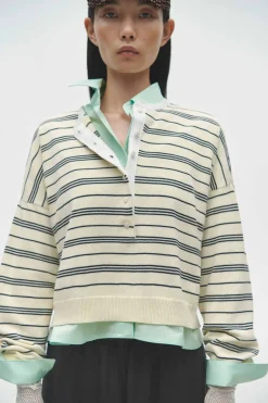 Organic Cotton Polo Sweater, Salvia