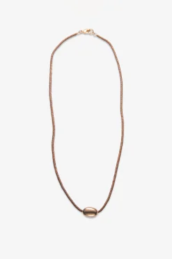 Oval Miyuki Glass Taupe Neck, Gold