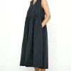 Papery Dress, Navy/Black