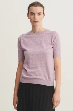 Pointelle Tee, Heather
