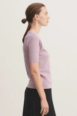Pointelle Tee, Heather