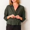 Relaxed Voile Shirt, Emerald Green