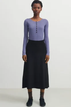 Rib Button Blouse, Dusty Violet