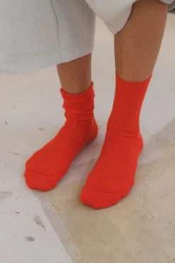 Rib Overankle Socks, Bill Red