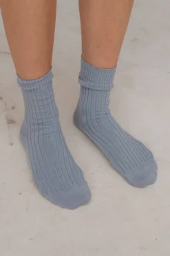 Rib Overankle Socks, Simon Grey