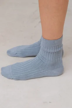 Rib Overankle Socks, Simon Grey